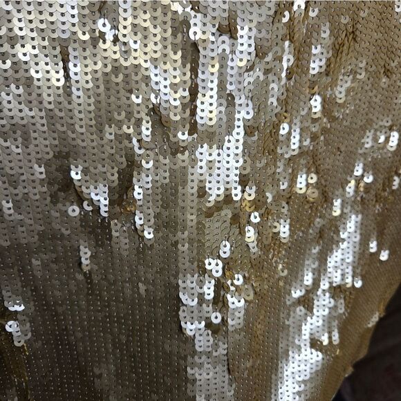 NICOLE MILLER gold sequin sleeveless silk shift party NYE dress 4 - Picture 5 of 12